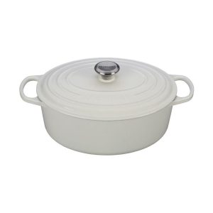 Le Creuset 6.75 Qt. Oval Signature Dutch Oven with Stainless Steel Knob | White