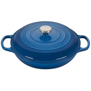 Le Creuset 3.5 Qt. Signature Enameled Cast Iron Braiser with Stainless Steel Knob | Marseille Blue